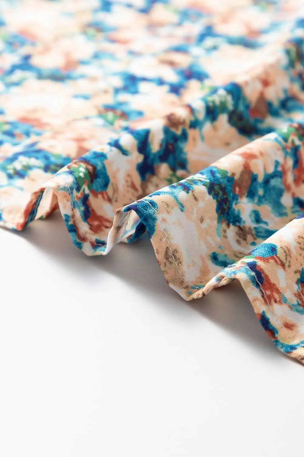 Floral mock neck blouse - sky blue - Love Salve